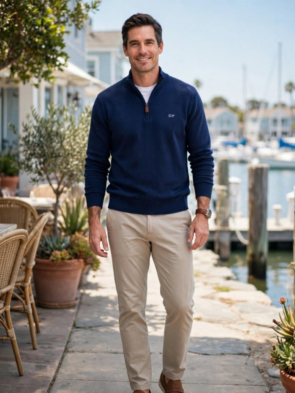 Vineyard Vines Quarter-Zip Sweater Navy XL Cotton Whale Logo